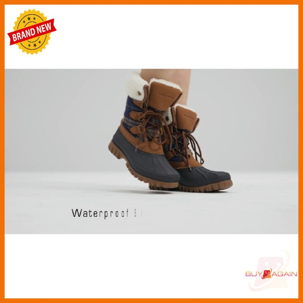 Women's Winter Duck Boots Waterproof Faux Fur Lined Snow Boots - Picture 8 of 8
